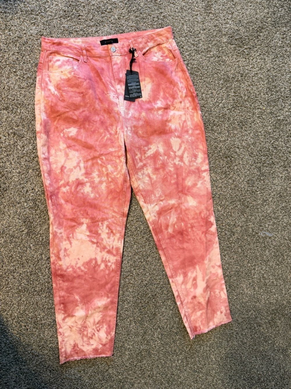 Forever 21 Coral Pink Tie-Dye High-Rise Jeans